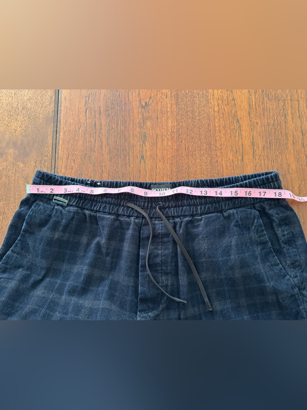 Scotch & Soda Black Corduroy Plaid Drawstring Pants - Picture 5 of 7
